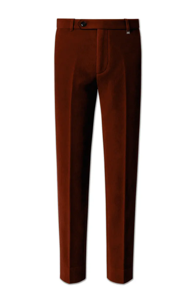 Eldor-Van Cleef Brown Velvet Stretchable Waistband Pant 2