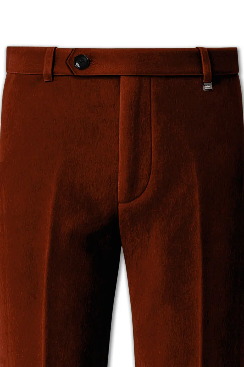 Eldor-Van Cleef Brown Velvet Stretchable Waistband Pant 4