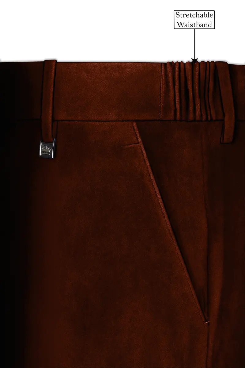 Eldor-Van Cleef Brown Velvet Stretchable Waistband Pant 6