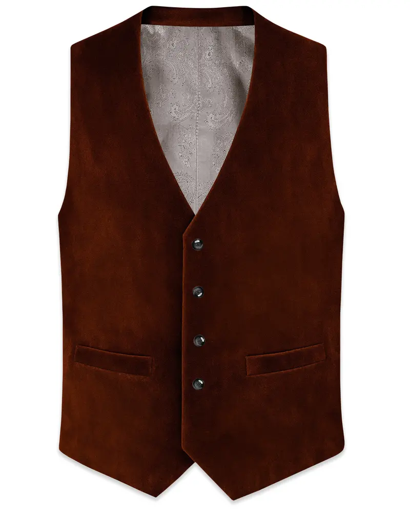 Eldor-Van Cleef Brown Velvet Waistcoat 1