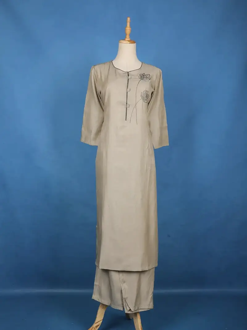 Elegant Grey Embroidered Cotton Salwar Suit 1