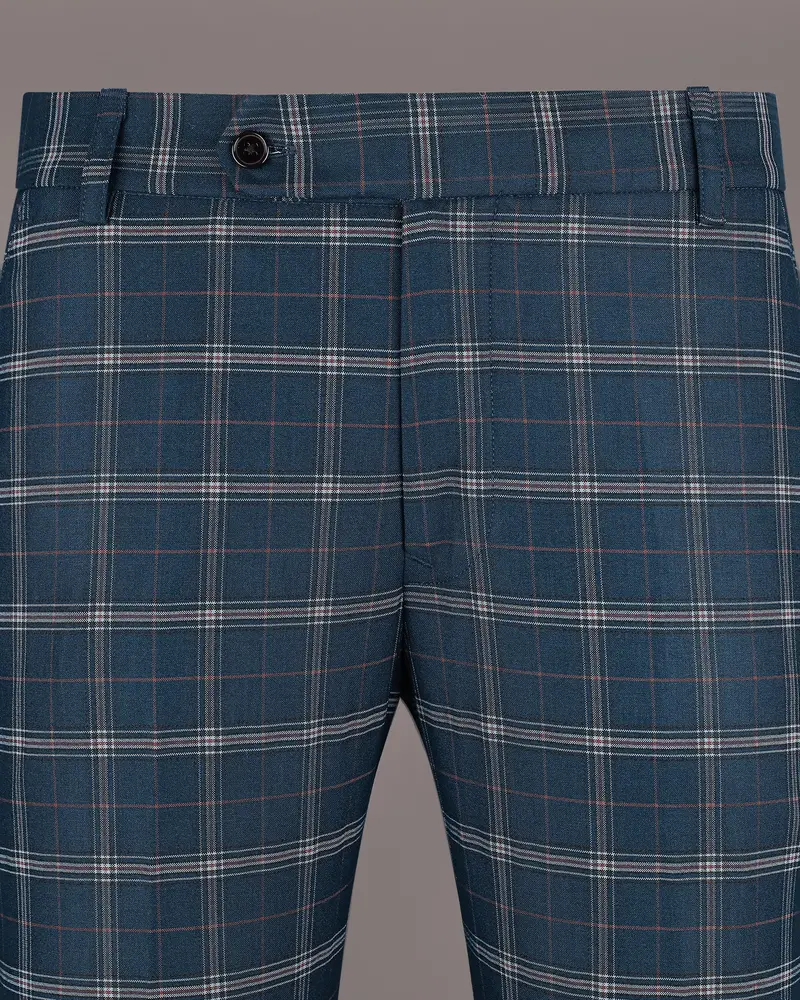 Elephant Blue Windowpane Wool Rich Pant 2