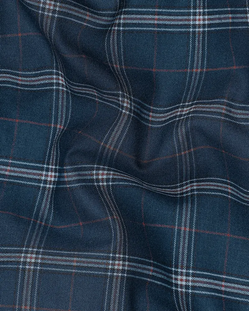 Elephant Blue Windowpane Wool Rich Pant 3