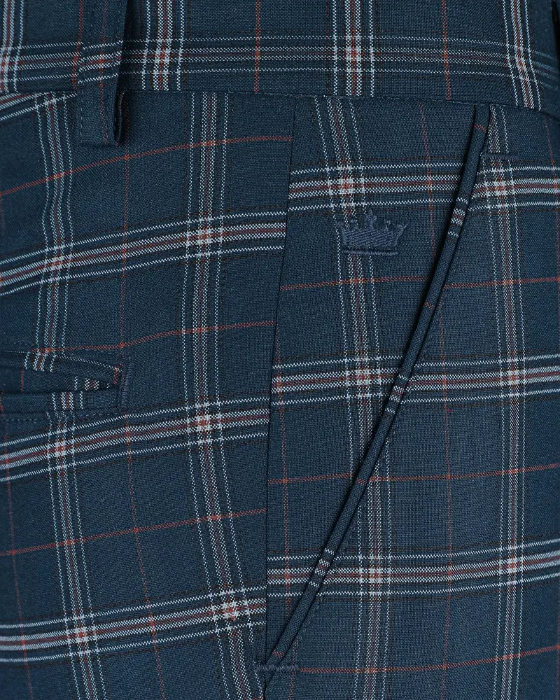 Elephant Blue Windowpane Wool Rich Pant 5