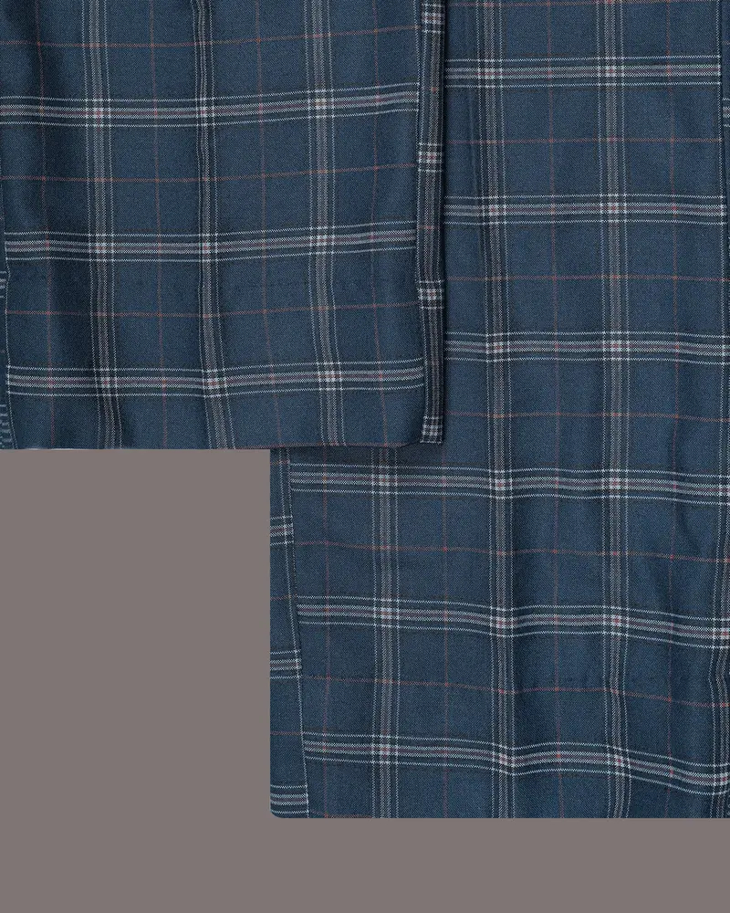 Elephant Blue Windowpane Wool Rich Pant 6