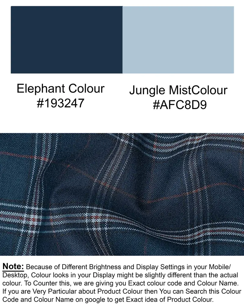 Elephant Blue Windowpane Wool Rich Pant 7