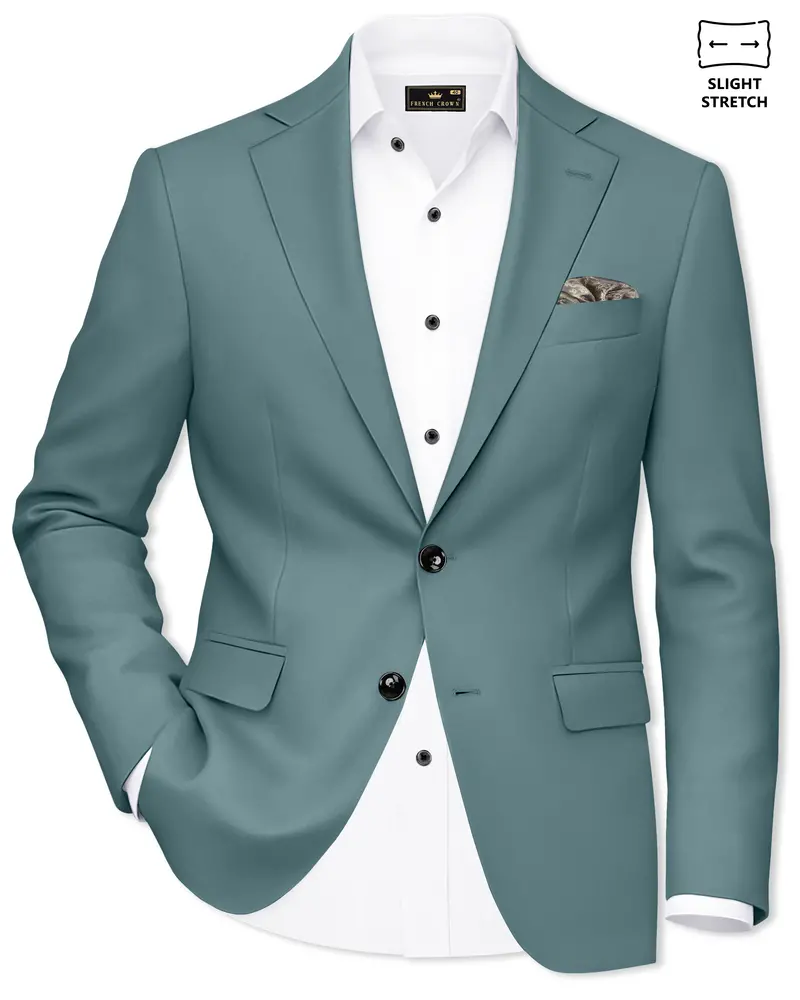 Emerald-Beetle Green Slight Stretch Subtle Sheen Poly-Viscose Single Breasted Blazer 1