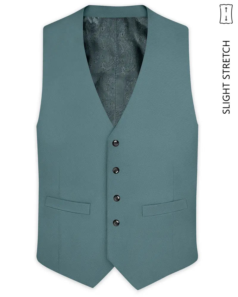 Emerald-Beetle Green Slight Stretch Subtle Sheen Poly-Viscose Waistcoat 1