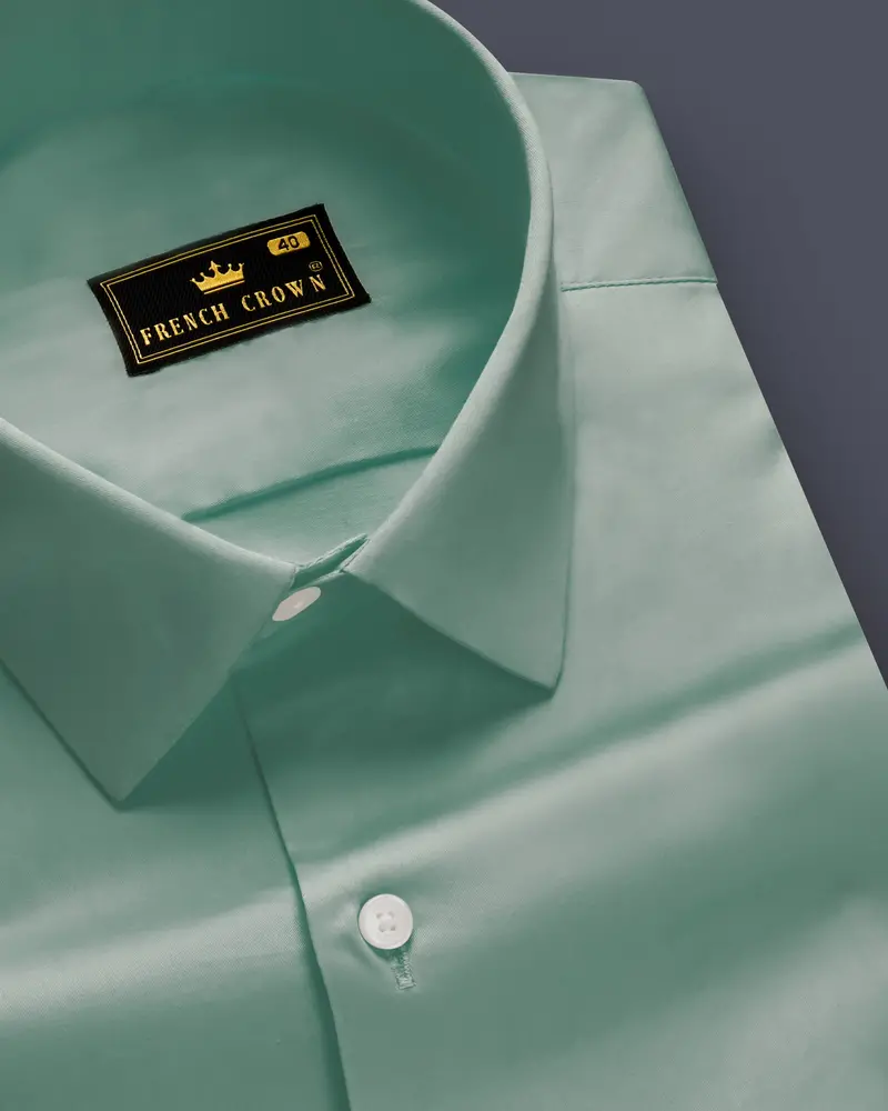 Emerald Charm-Oxley Green Solid Subtle Sheen Super Soft Premium Cotton Dress Shirt 1