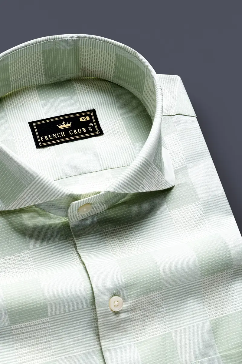 Emerald Gleam-Edward Green Printed Subtle Sheen Super Soft Premium Cotton Dress Shirt 1