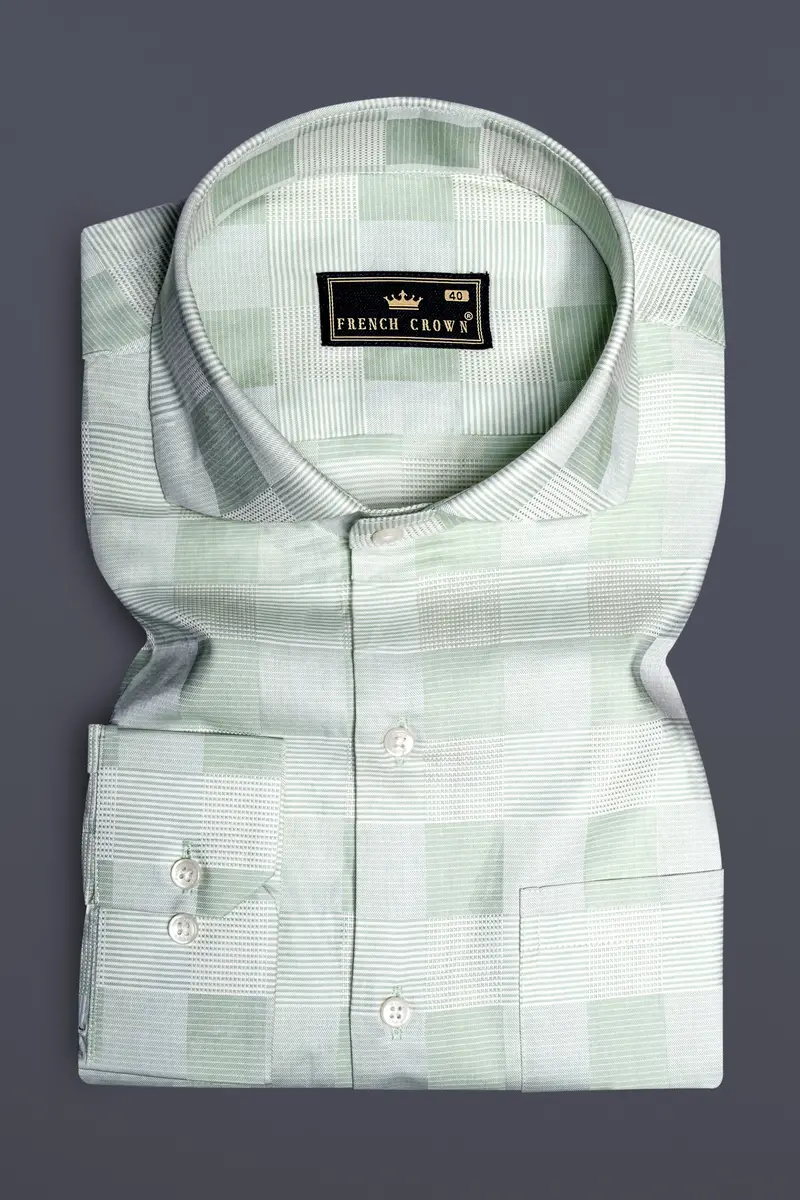 Emerald Gleam-Edward Green Printed Subtle Sheen Super Soft Premium Cotton Dress Shirt 3