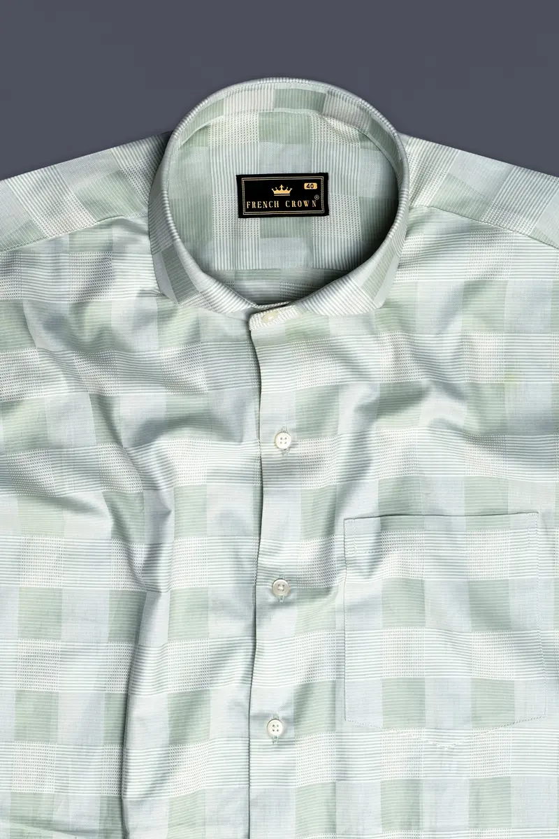 Emerald Gleam-Edward Green Printed Subtle Sheen Super Soft Premium Cotton Dress Shirt 4
