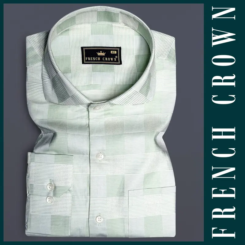 Emerald Gleam-Edward Green Printed Subtle Sheen Super Soft Premium Cotton Dress Shirt 5