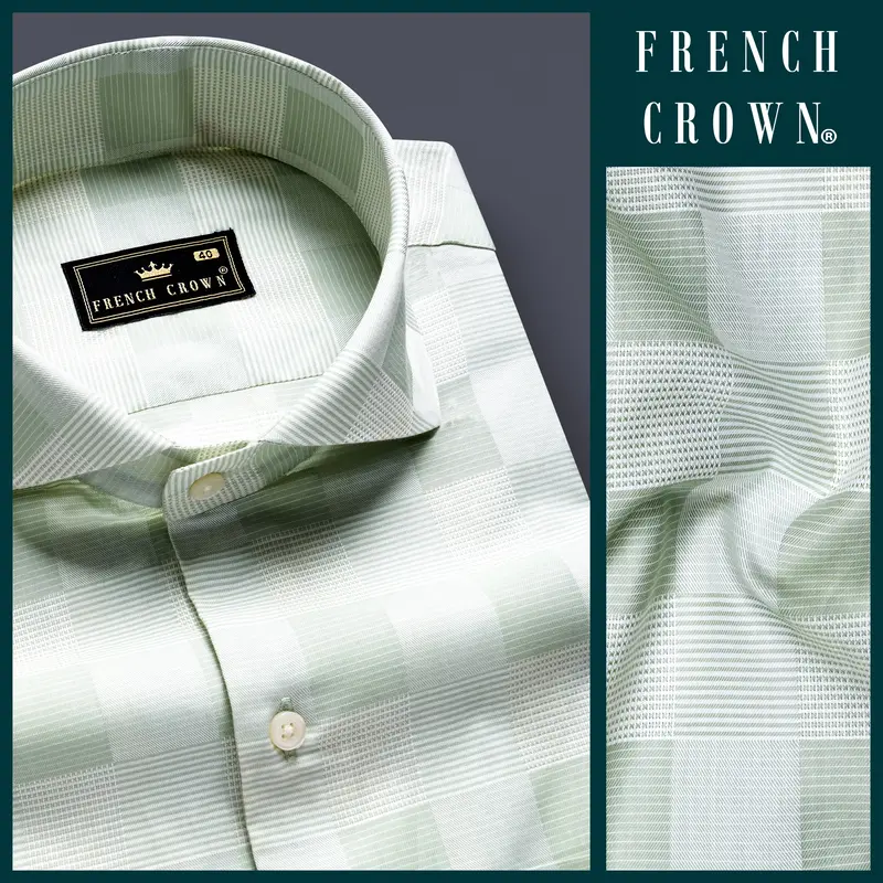 Emerald Gleam-Edward Green Printed Subtle Sheen Super Soft Premium Cotton Dress Shirt 8