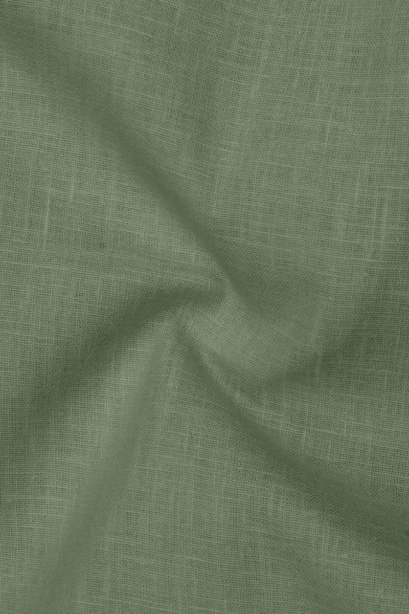 Emerald-Merlin Green Luxurious Linen Dress Shirt 3