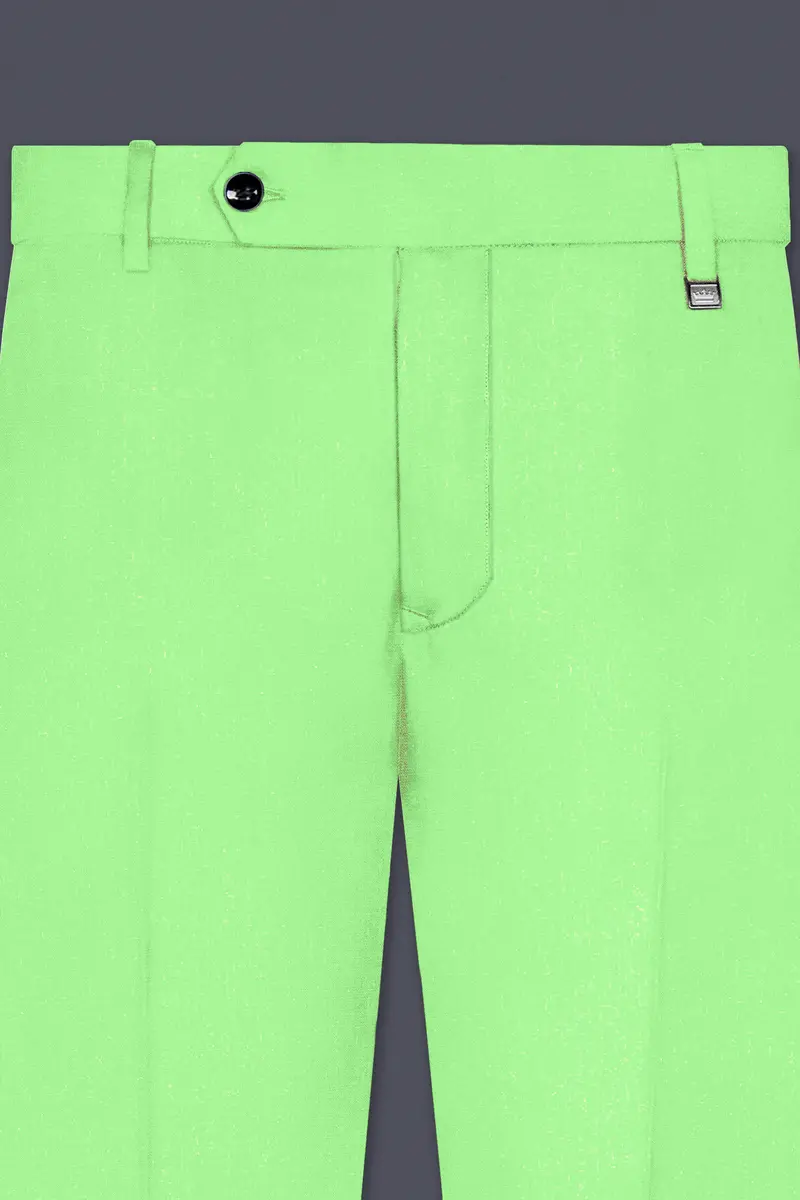 Emerald-Mint Green Solid Wool Rich Double Breasted Slight Stretch Suit 12