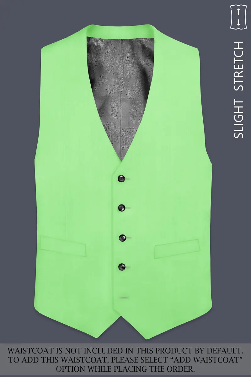 Emerald-Mint Green Solid Wool Rich Double Breasted Slight Stretch Suit 16