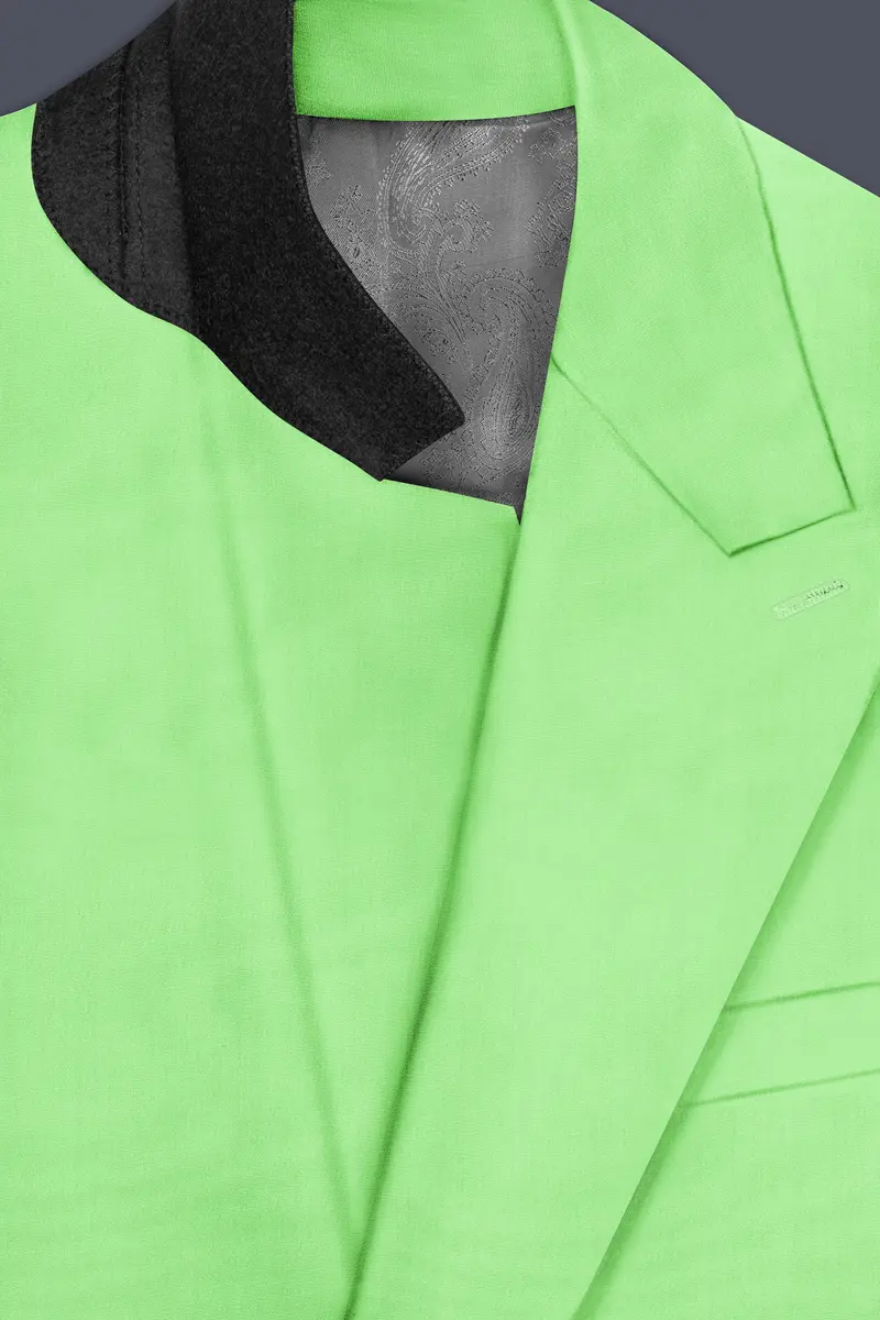 Emerald-Mint Green Solid Wool Rich Double Breasted Slight Stretch Suit 6
