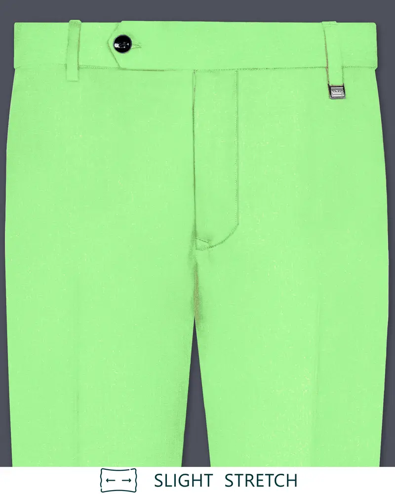 Emerald-Mint Green Solid Wool Rich Slight Stretch Waistband Pant 1