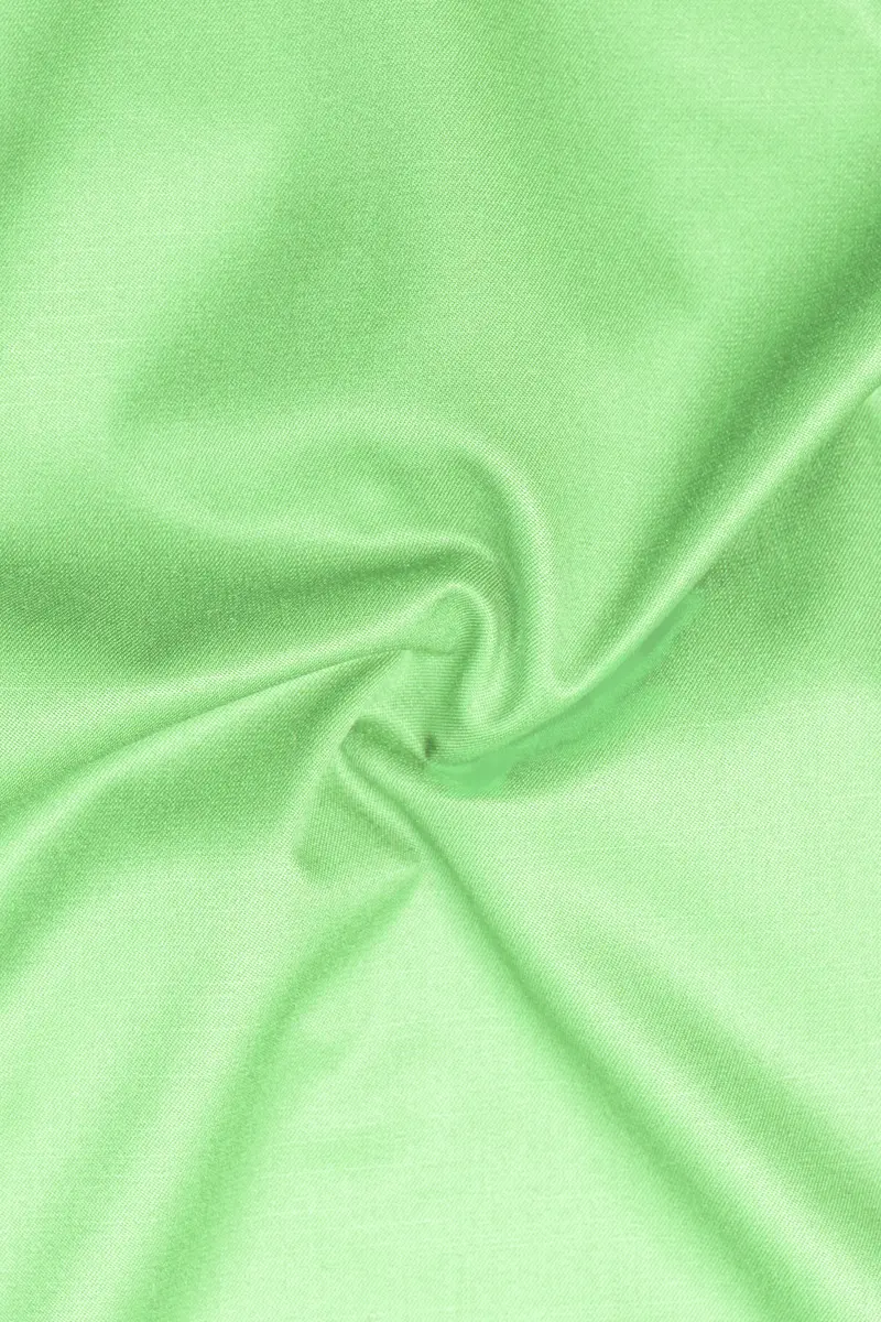 Emerald-Mint Green Solid Wool Rich Slight Stretch Waistband Pant 3