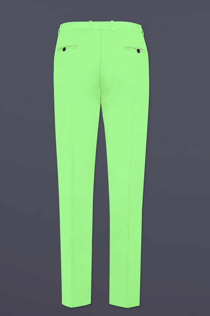 Emerald-Mint Green Solid Wool Rich Slight Stretch Waistband Pant 5