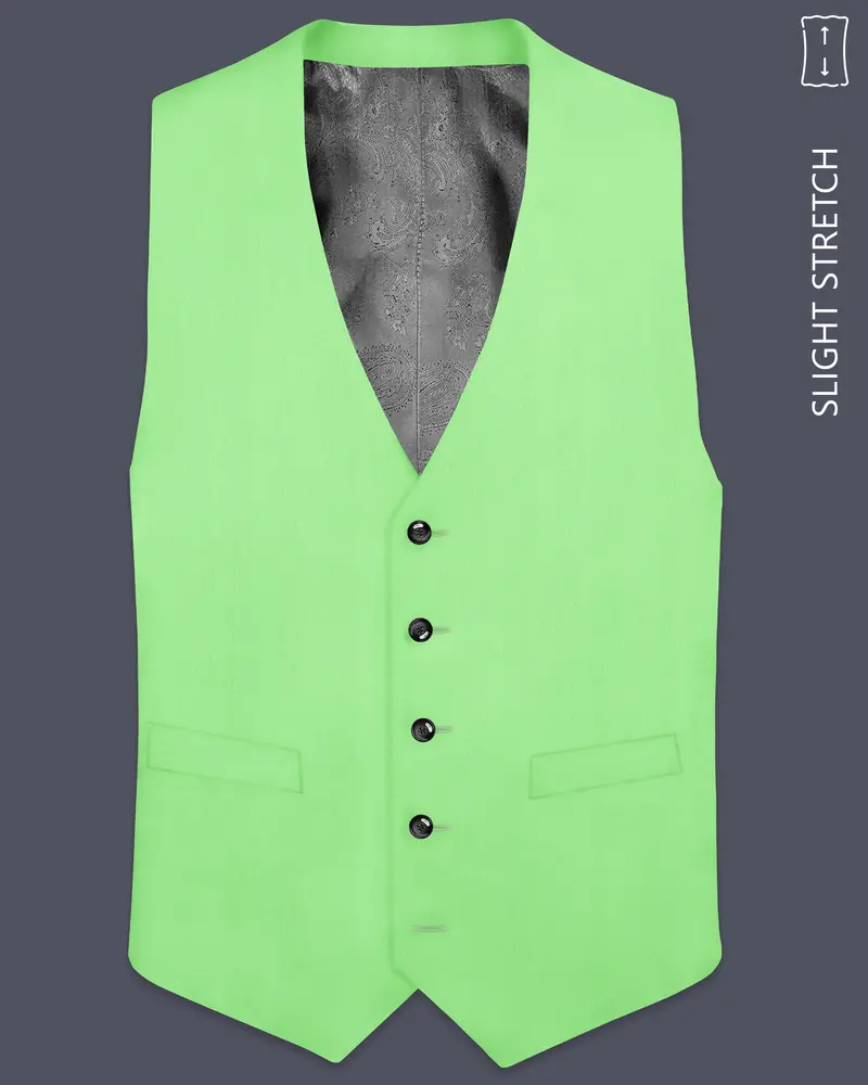 Emerald-Mint Green Solid Wool Rich Slight Stretch Waistcoat 1