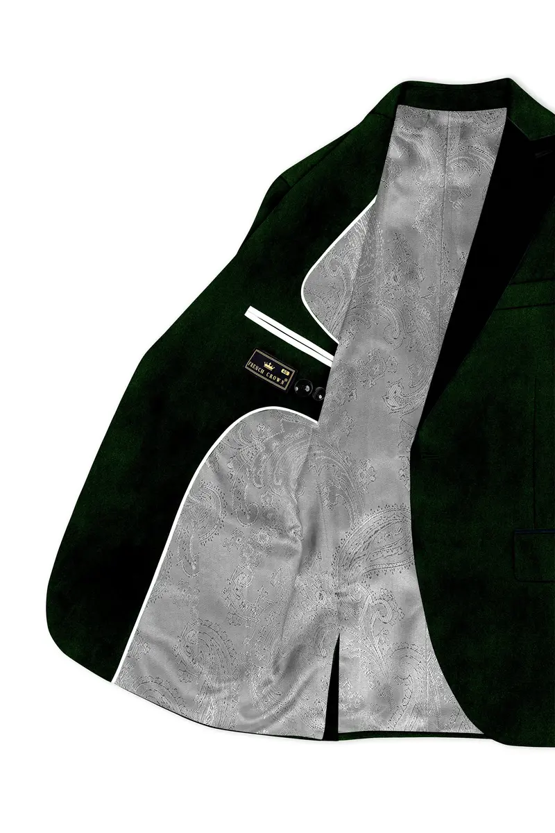 Emerald-Sacramento Green Velvet Peak Lapel Tuxedo Blazer 6
