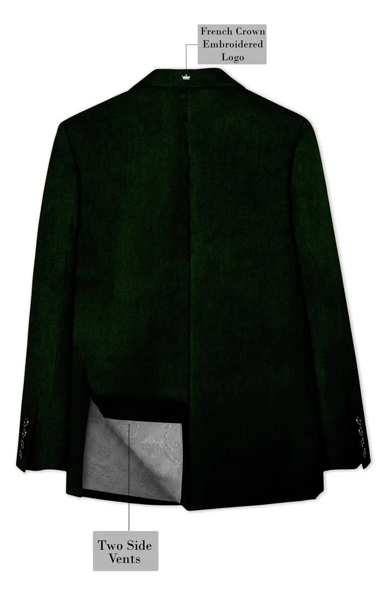 Emerald-Sacramento Green Velvet Peak Lapel Tuxedo Blazer 9