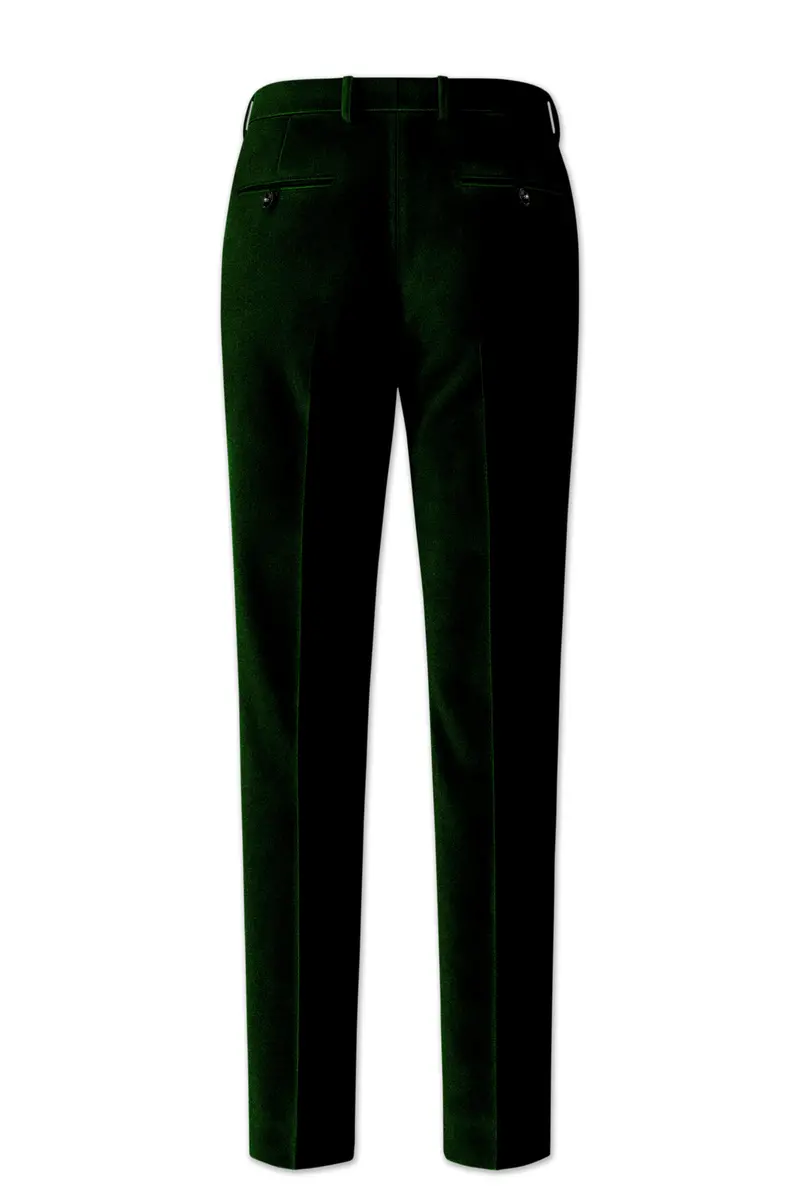 Emerald-Sacramento Green Velvet Stretchable Waistband Pant 6