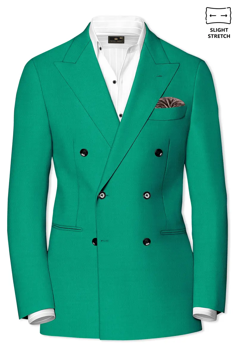 Emerald-Tropical Green Wool Rich Slight Stretch Double Breasted Suit 10
