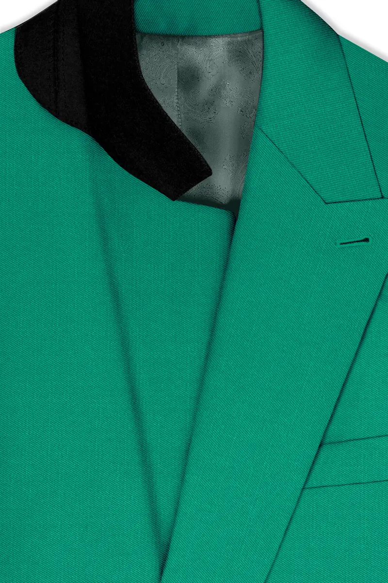 Emerald-Tropical Green Wool Rich Slight Stretch Double Breasted Suit 5