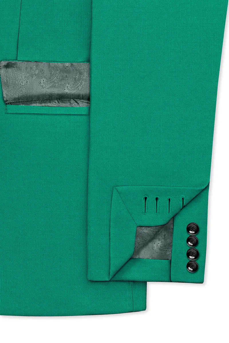 Emerald-Tropical Green Wool Rich Slight Stretch Double Breasted Suit 7