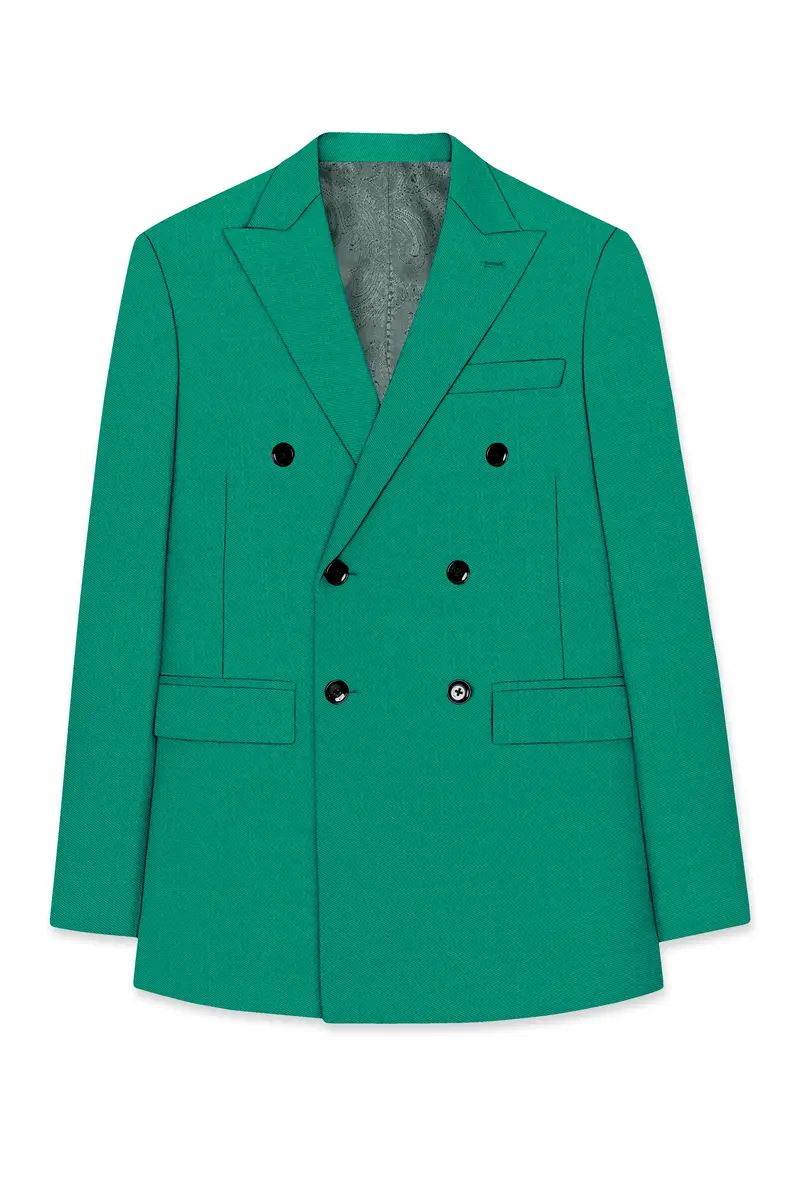 Emerald-Tropical Green Wool Rich Slight Stretch Double Breasted Suit 8
