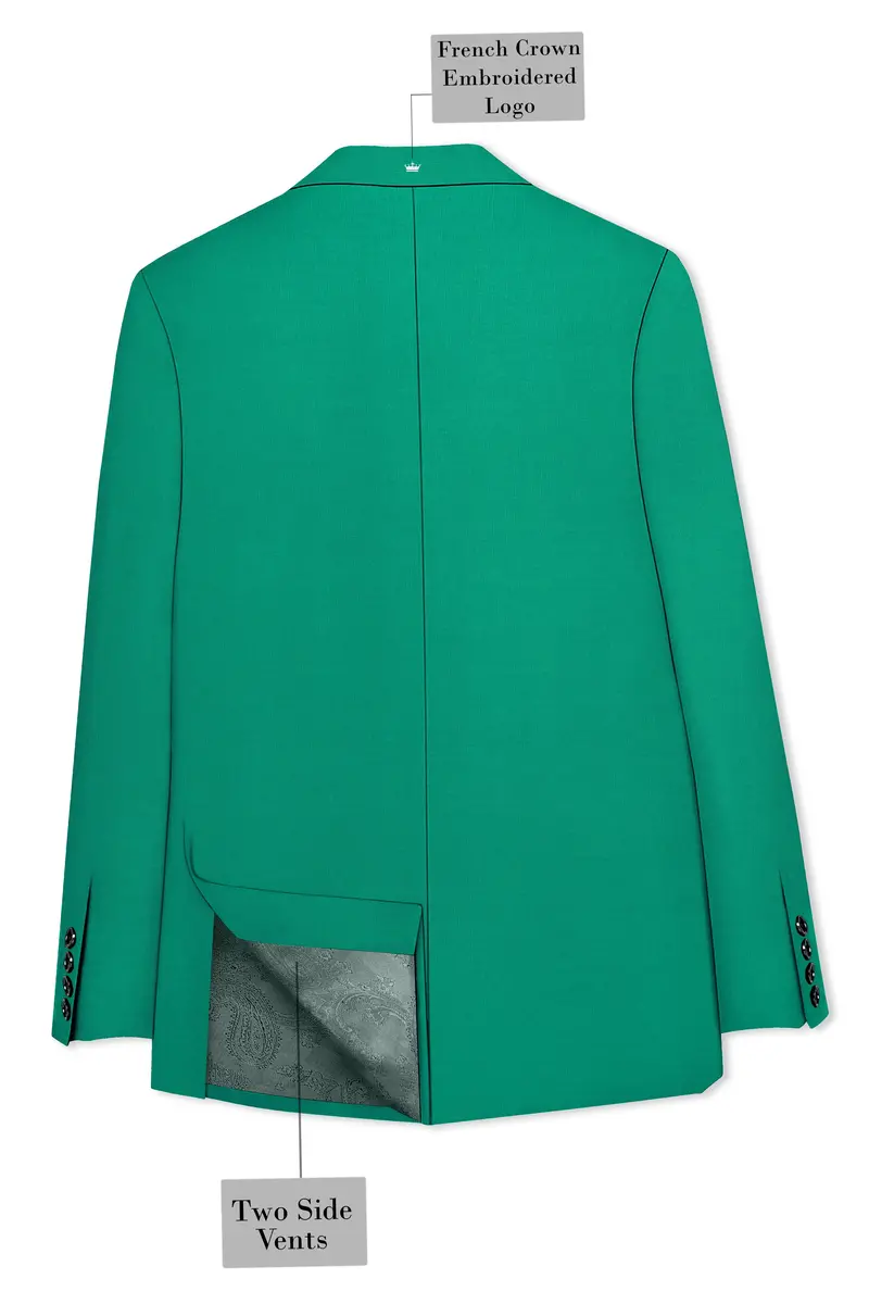 Emerald-Tropical Green Wool Rich Slight Stretch Double Breasted Suit 9