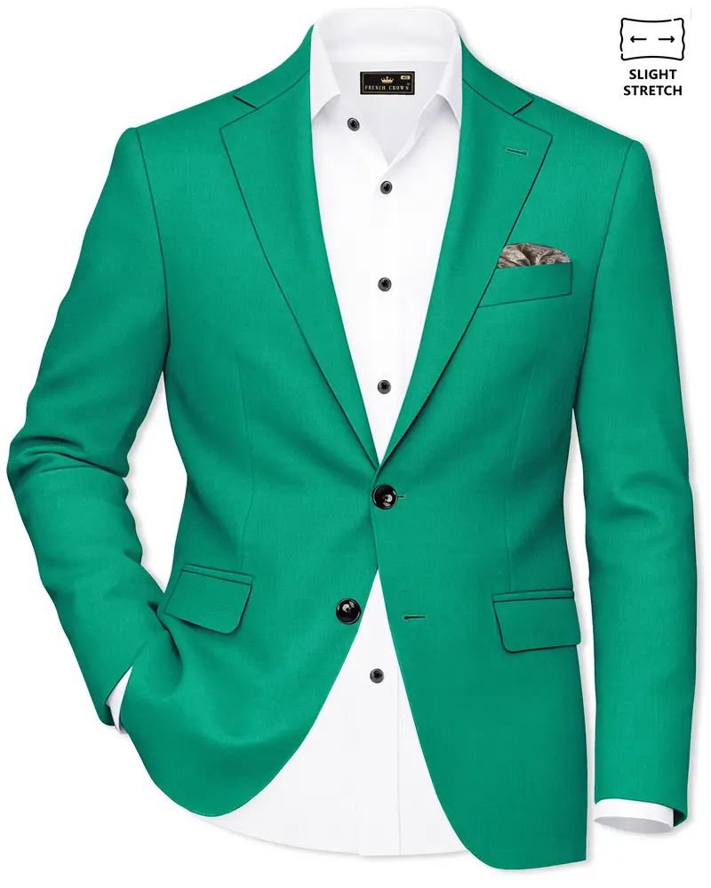 Emerald-Tropical Green Wool Rich Slight Stretch Single Breasted Blazer 1