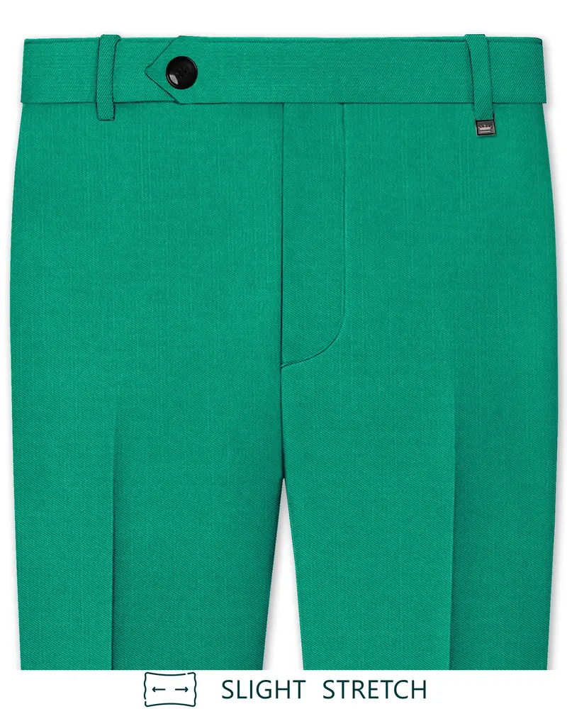 Emerald-Tropical Green Wool Rich Slight Stretch Waistband Pant 1