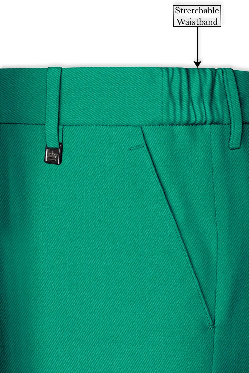 Emerald-Tropical Green Wool Rich Slight Stretch Waistband Pant 6