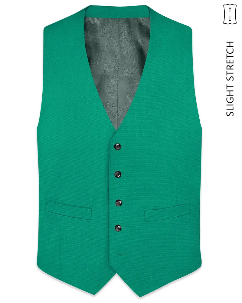 Emerald-Tropical Green Wool Rich Slight Stretch Waistcoat 1