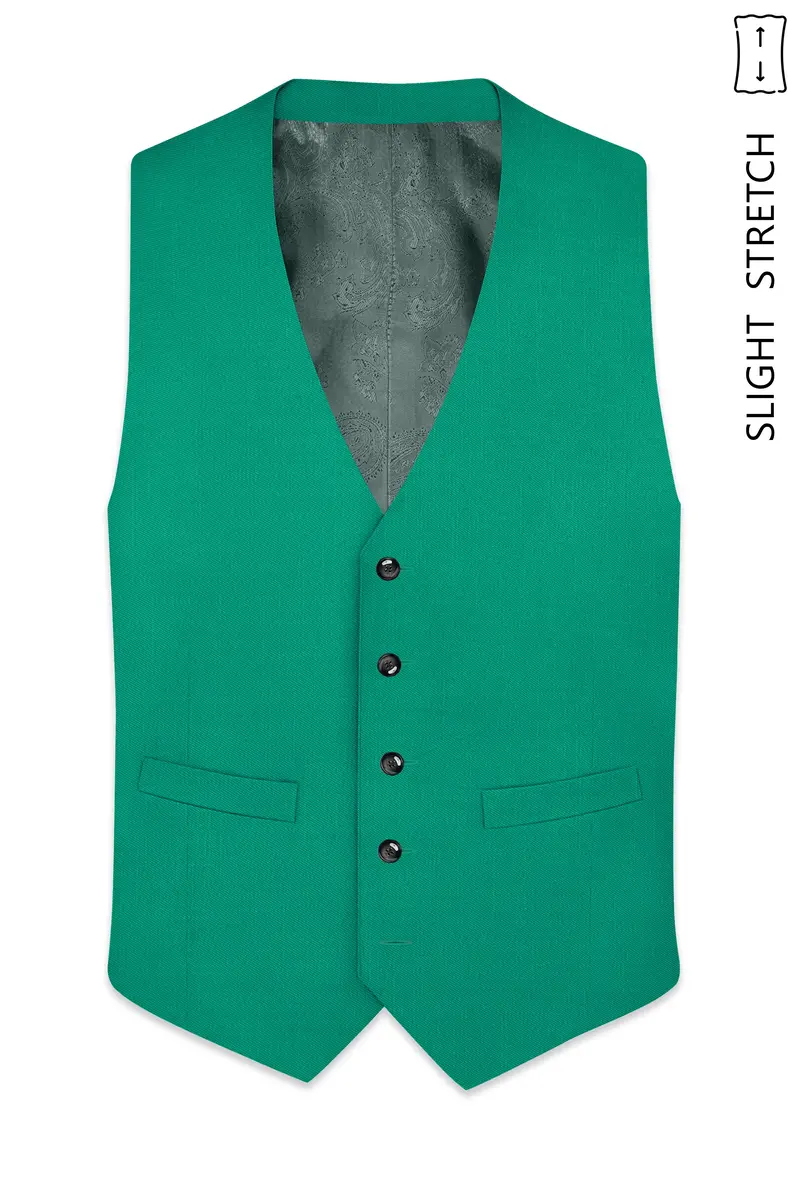 Emerald-Tropical Green Wool Rich Slight Stretch Waistcoat 2