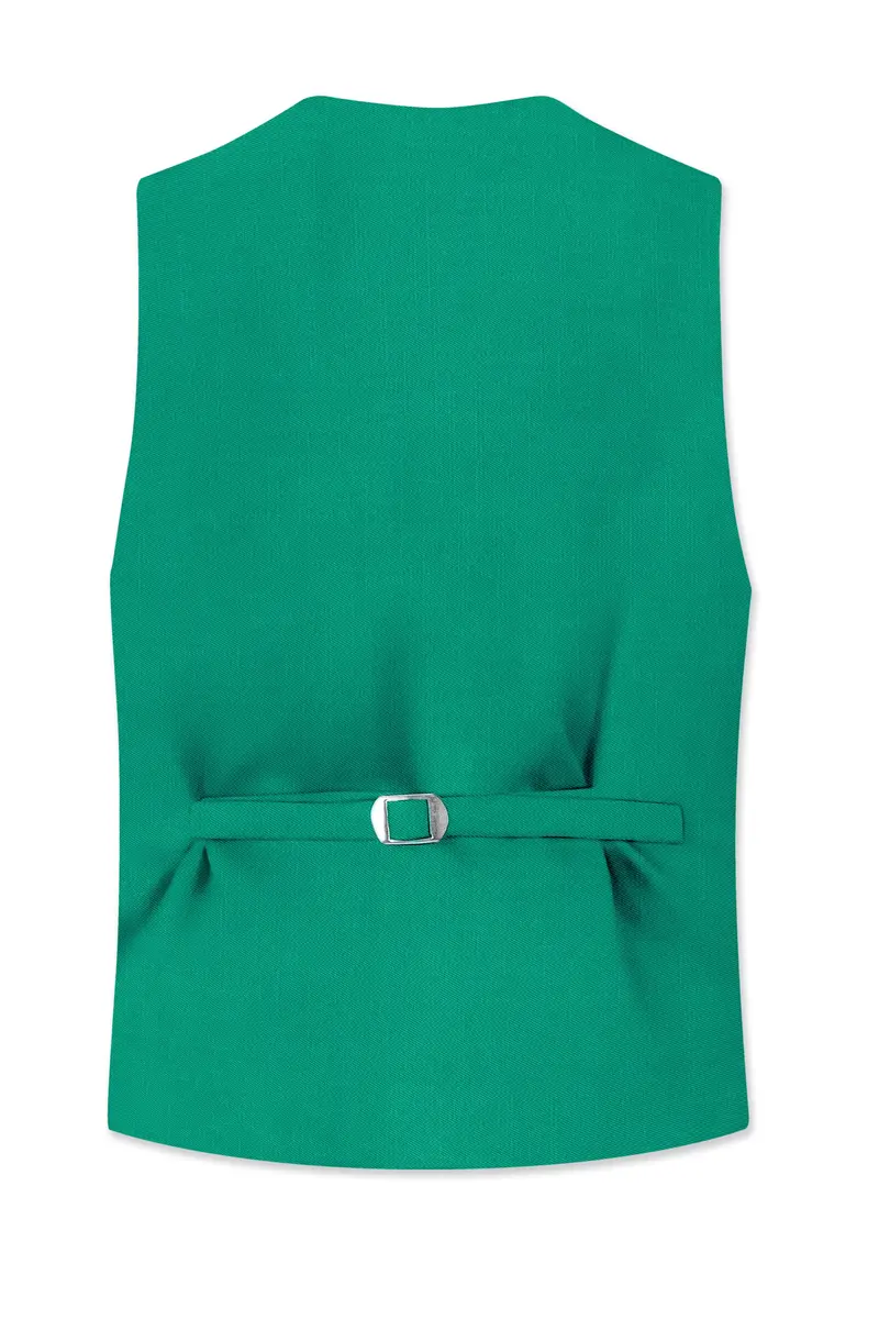 Emerald-Tropical Green Wool Rich Slight Stretch Waistcoat 4