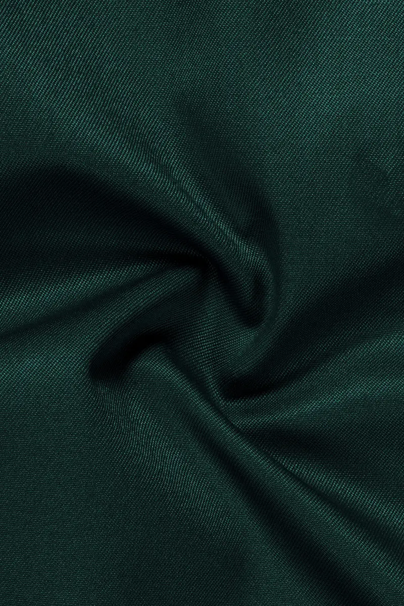 Emerald-Zucchini Green Solid Wool Rich Cross Placket Bandhgala Slight Stretch Blazer 3