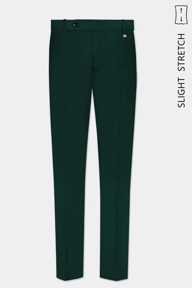 Emerald-Zucchini Green Solid Wool Rich Slight Stretch Waistband Pant 2