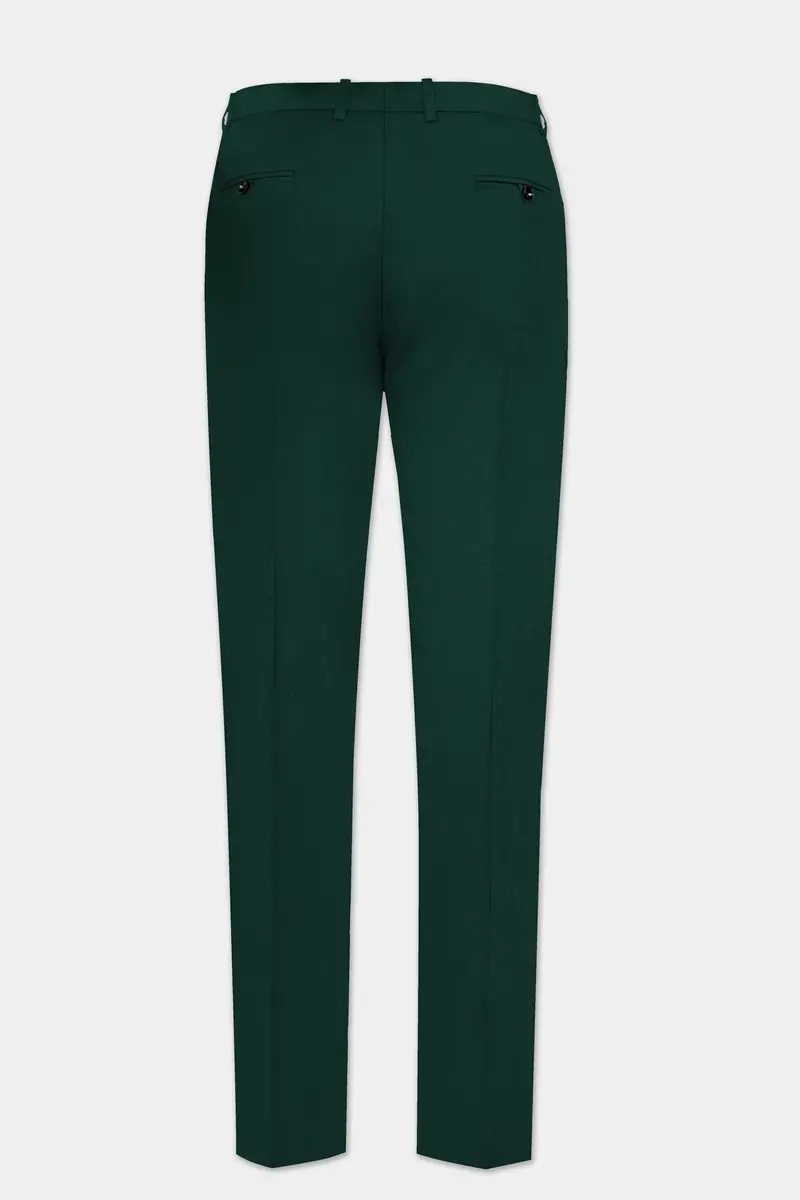 Emerald-Zucchini Green Solid Wool Rich Slight Stretch Waistband Pant 5