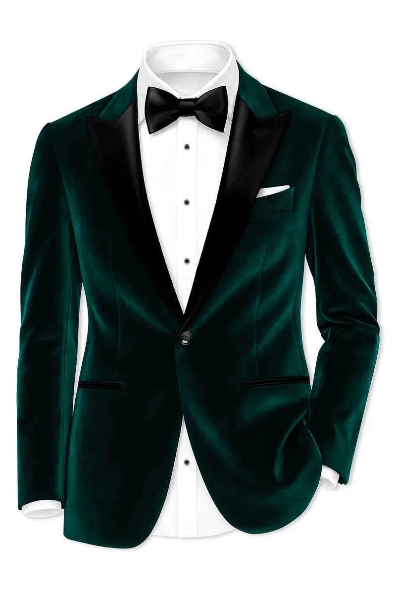 Emerivell-Burnham Green Velvet Peak Lapel Tuxedo Suit 10