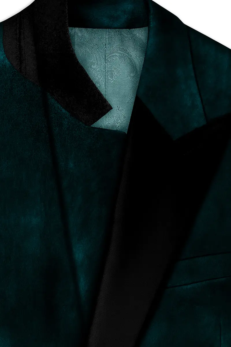 Emerivell-Burnham Green Velvet Peak Lapel Tuxedo Suit 5