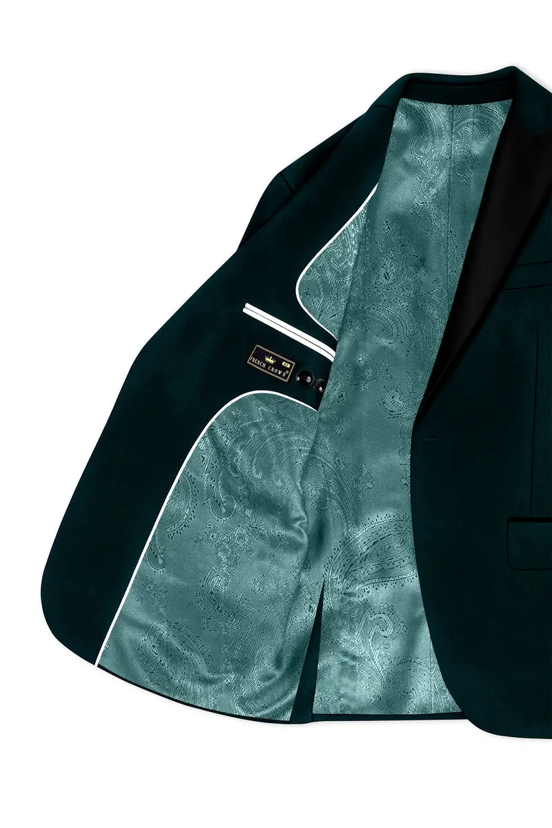 Emerivell-Burnham Green Velvet Peak Lapel Tuxedo Suit 6