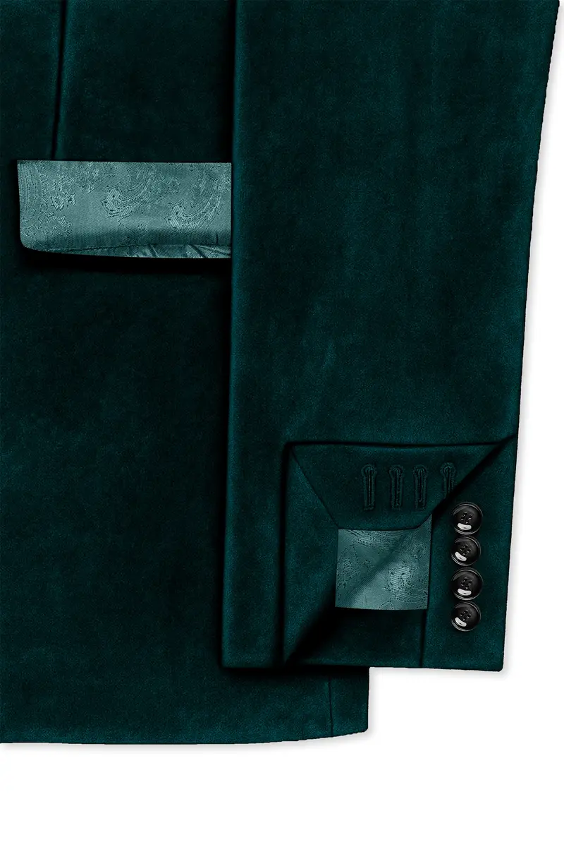 Emerivell-Burnham Green Velvet Peak Lapel Tuxedo Suit 7