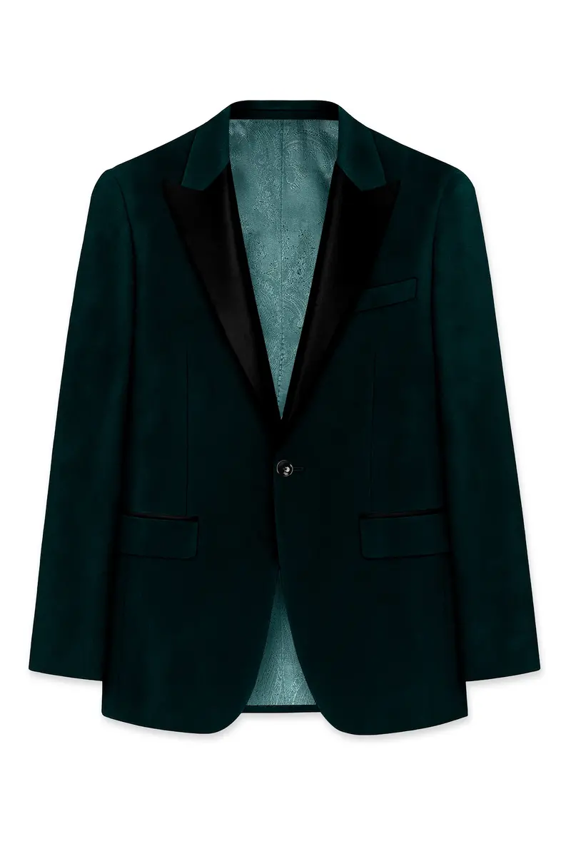 Emerivell-Burnham Green Velvet Peak Lapel Tuxedo Suit 8