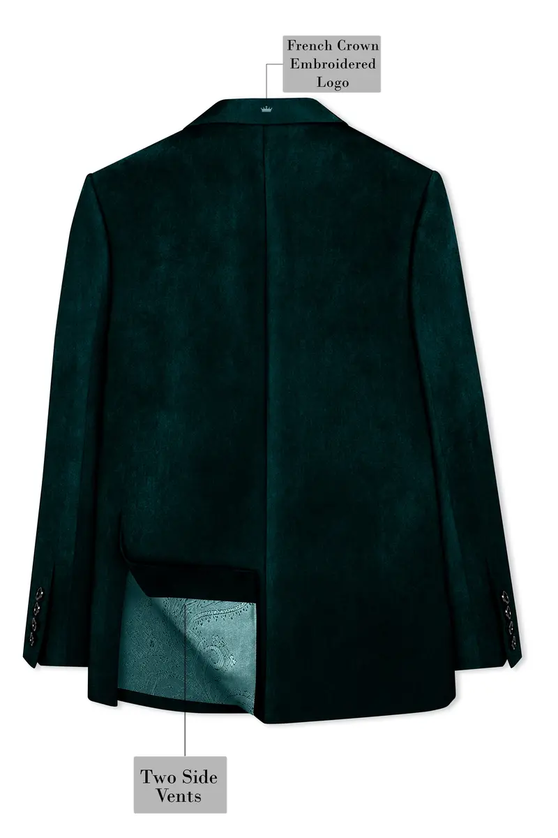 Emerivell-Burnham Green Velvet Peak Lapel Tuxedo Suit 9