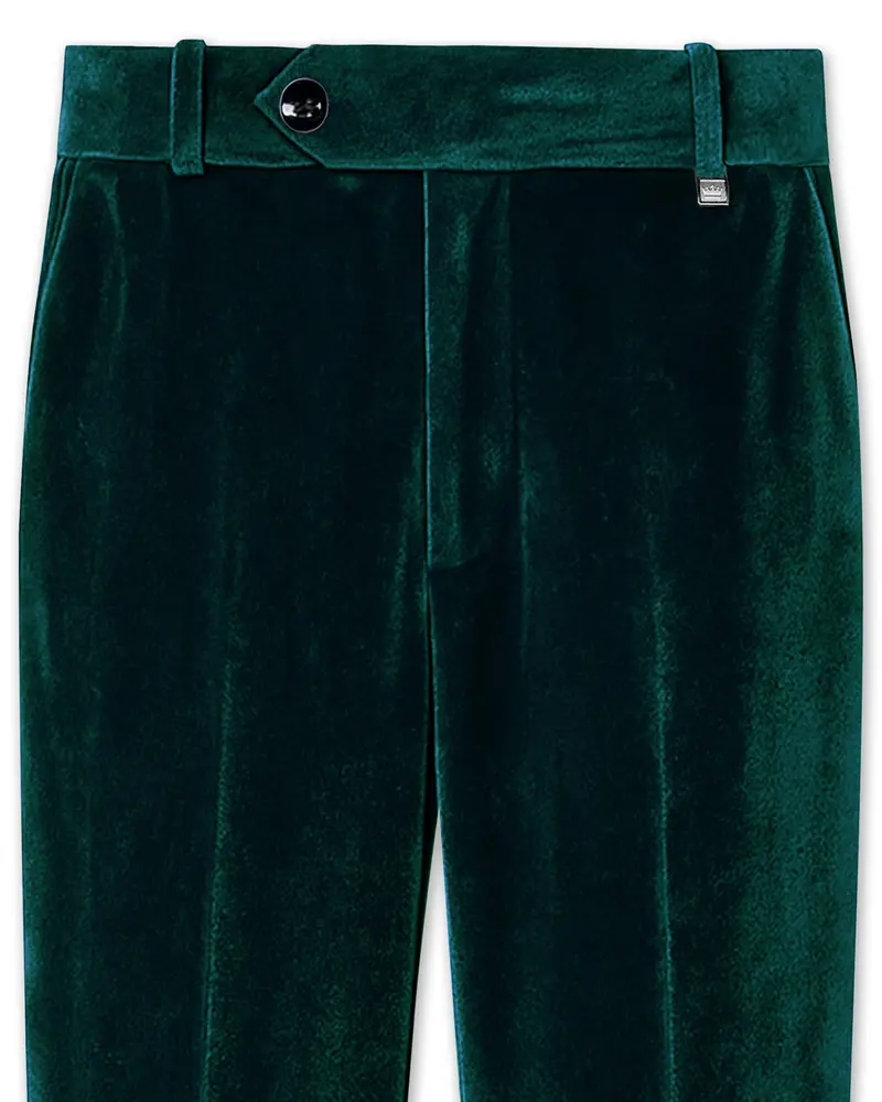 Emerivell-Racing Green Velvet Stretchable Waistband Pant 1